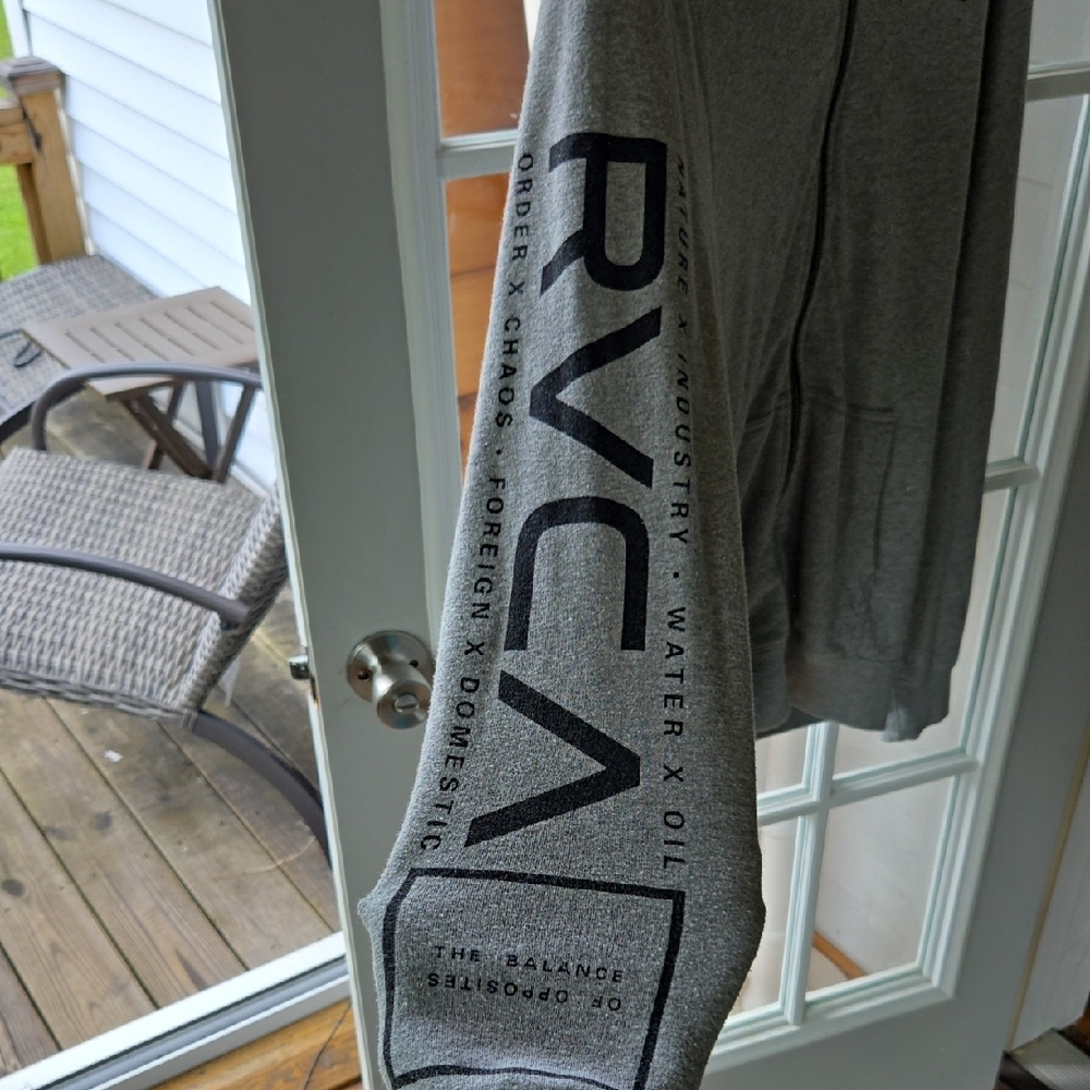 RVCA Gray Zip-Up Sweater with Ribbed Cuffs - Picture 3 of 4